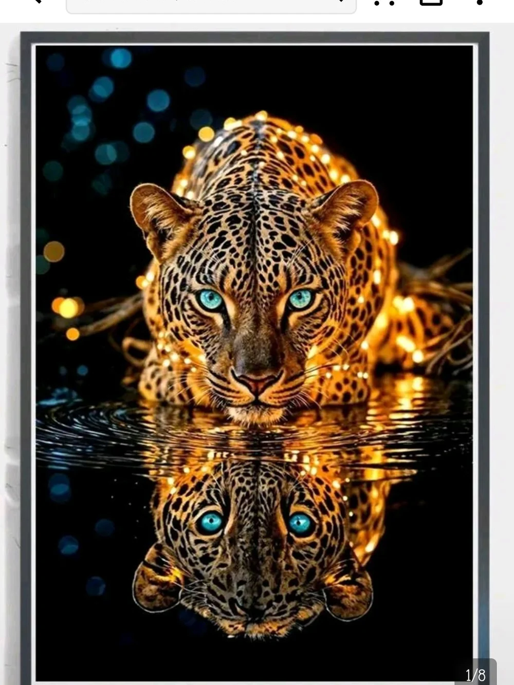 NWOT-5D Diamond Painting Kit, Golden Leopard Drinking Water